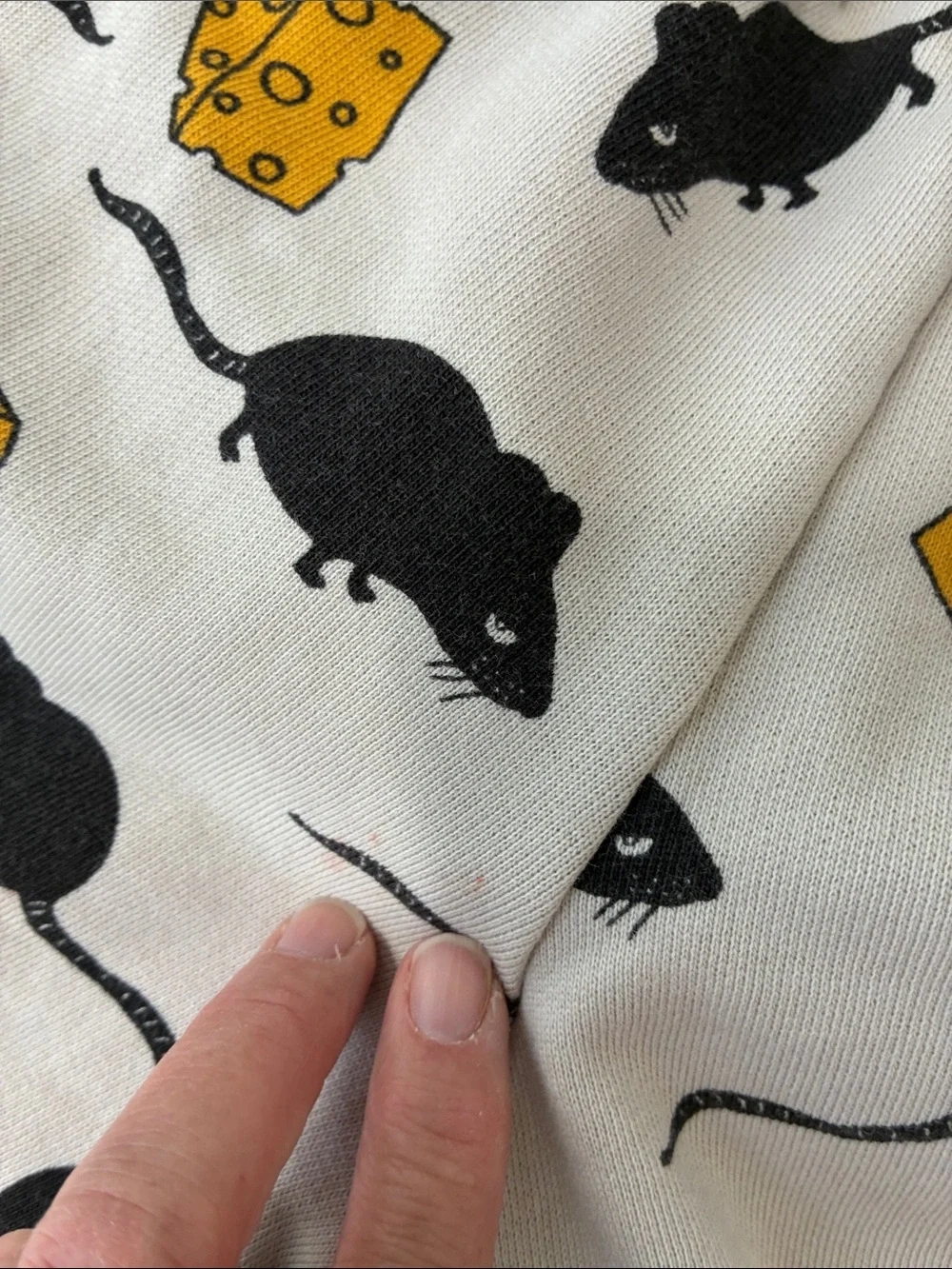 Mini Rodini Light Grey Unisex Cheese & Mouse Print Jogger Set